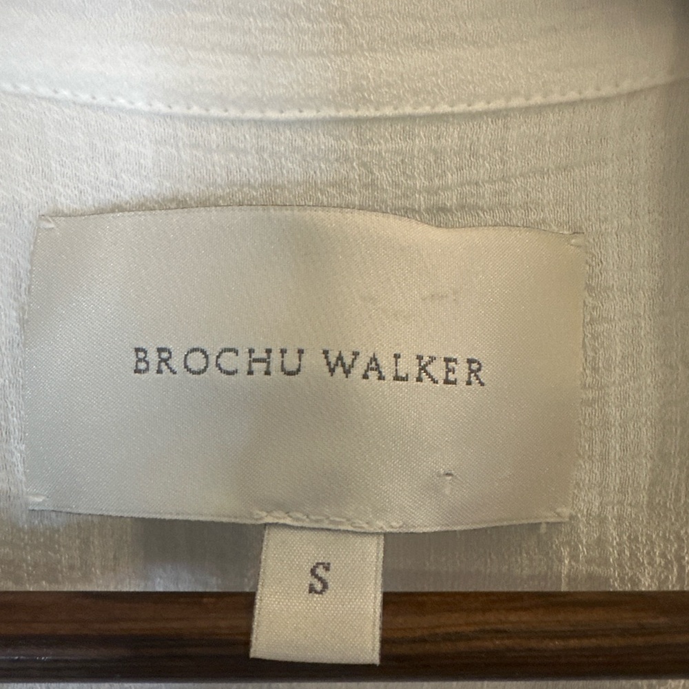 Brochu Walker White Belted Shirt Dress Sleeveless Gauze Mini Pockets Lined S - Picture 5 of 8